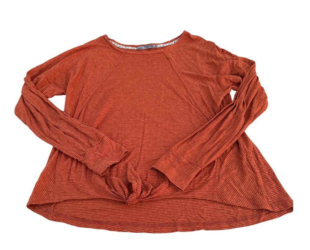 prAna Haddie knotted long sleeve hemp blend shirt - Burnt Orange - Size Large